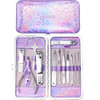 ZIZZON Nail Clippers Kit Manicure Pedicure Set with Holographic CasePurple
