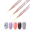 SILPECWEE 3pcs Rose Gold Nail Liner Brush Nail Design Brushes Thin Nail Art Brush Liner Brush for Nails Nail Paint Brush