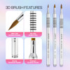 PANA 3D Kolinsky Acrylic Nail Art Sculpture Brush with Silver Metal NonSlip Grip Handle for Manicures 3D Nail Art Flower