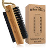 Wooden Cleaning Finger Nail Brush with Nylon Charcoal Bristles Hanging Rope DoubleSided Fingernail Brush for Scrubbing F