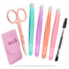 TsMADDTs 6 pcs Tweezers Set for Women Eyebrow Tweezers with Curved Scissor for Ingrown Hair Hair Plucking Daily Beauty T