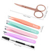 TsMADDTs 6 pcs Tweezers Set for Women Eyebrow Tweezers with Curved Scissor for Ingrown Hair Hair Plucking Daily Beauty T