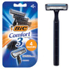 BIC Comfort 3 Disposable Razors for Men Perfect Razors For a Smooth and Comfortable Shave 4 Disposable Razors With 3 Bla