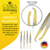 Camila Solingen CS31 3 12 Gold Tipped Surgical Grade German Stainless Steel Tweezers Straight Flawless Facial Hair and E