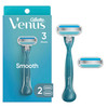 Gillette Venus Smooth Razor for Women Includes 1 Reusable Razor Handle 2 Count 3Bladed Refills Ergonomic Soft Grip Handl