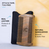 ZEUS DoubleSided Beard Mustache Comb for Men Natural Sandalwood Grooming Tool with Leather Case AntiStatic Travel Friend