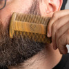 ZEUS DoubleSided Beard Mustache Comb for Men Natural Sandalwood Grooming Tool with Leather Case AntiStatic Travel Friend