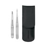 Tweezerman Petite Tweeze Set with Travel Case Point and Slant Tweezers Tweezers for Travel Black Case