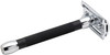MERKUR 20C Double Edge Safety Razor Long Handle Black Anodized Aluminum Bright Chrome Finish ThreePiece Design Closed Co