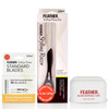 Feather Standard Styling Razor Kit Ergonomic 725 inch Black Razor Handle 11 Guarded Replacement Blades Metal Disposable