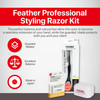 Feather Standard Styling Razor Kit Ergonomic 725 inch Black Razor Handle 11 Guarded Replacement Blades Metal Disposable