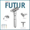 MERKUR FUTUR 701 Adjustable Double Edge Safety Razor Bright Chrome Adjustable Razor With Dial Made in Germany PlasticFre