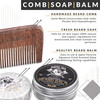 Hunter Jack Beard Kit for Men Sandalwood Beard Comb Beard Soap and Beard Balm Fine Tooth Mustache Comb Mens Beard Kit fo