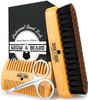 Beard Brush for Men with Beard Mustache Comb Set Beard Grooming Care Kit Natural Boar Bristle Brush Dual Action Wood Com
