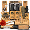 Beard Straightener Grooming Kit for Men Beard Growth Kit Wash Brush Comb Unscented Growth Oil All Natural Sandalwood Bal