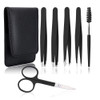 UUBAAR 6 PCS Professional Tweezers Set Stainless Steel Precision Tweezer Kit for Eyebrows Facial Hair Ingrown Hair Splin