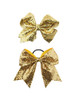 Christmas Cheer Bows Girls Glitter Sequin Bowknot Christmas Ponytail Holder Jumbo Bow BBG84 (B1-Gold Set)