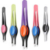 Chumia 5 Pieces NonSlip Grip Tweezers Slanted Tip Stainless Steel Tweezer Wide Precision Tip Clip Tweezer for Ingrown Ha
