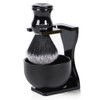 JEQUILCORENVEO Mens Shaving Brush Set 3pcs Synthetic Shaving Brush with Acrylic Stand and Steel Bowl
