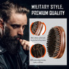 BFWood Boar Bristle Beard Brush Black Wood Walnut Military Style Mens Wooden Mustache Brush