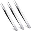 Mudde 3 Pcs Straight Pointed Tip Tweezers Isolating Eyelash Extensions Lash Tweezers for Women Facial Hair Pointed Black