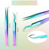 Mudder 6 Pcs Lash Tweezers High Precision Eyelash Tweezers for Lash Extension Straight and Curved Tip Stainless Steel fo