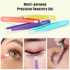 Tomata Tweezers for Eyebrows Slant Tip and Pointed Eyebrow Tweezer Set Great Precision for Eyebrows Facial Hair Ingrown