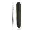 GERMANIKURE Professional Wide Grip Pointed Tweezers FINOX Stainless Steel Sharp Professional Tweezers in Leather Case Ea