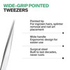 GERMANIKURE Professional Wide Grip Pointed Tweezers FINOX Stainless Steel Sharp Professional Tweezers in Leather Case Ea