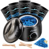 Waxing Kit Wax Warmer Easkep Wax Kit Hair Removal 6 Adjustable Temperature with 5 Packs Hard Wax Beads and 20 pcs Wooden