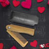 Folding Beard Comb wCarrying Pouch for Men All Natural Wooden Beard Comb wGift Box Green Sandalwood Comb for Grooming Co