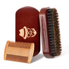 Beard Brush 100 Boar Bristle Natural Black Walnut Wood Beard Comb Hair Mustache Shaving Brush Facial Hair Brush
