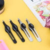 ANCIRS 4 Pack Tip Tweezers for Eyebrow NonSlip Grip Tip Tweezers Professional Stainless Steel Precision Pointed Blackhea