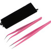 Hotop 2 Pieces Straight and Curved Tip Tweezers Eyelash Extension Tweezers Stainless Steel False Lash Application Tools