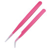 Hotop 2 Pieces Straight and Curved Tip Tweezers Eyelash Extension Tweezers Stainless Steel False Lash Application Tools