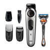 Braun Beard Trimmer Hair Clippers for Men Cordless Rechargeable Mini Foil Shaver with Gillette ProGlide Razor BlackSilve
