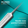 MRGREEN Ingrown Hair Tweezers Needle Nose Pointed Tips Tweezers For Eyebrows Splinters Blackhead Removal Acne Clip Extra