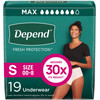 Depend Fresh Protection Adult Diapers Incontinence Postpartum Bladder Leak Underwear for Women Disposable Maximum Small