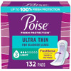 Poise Ultra Thin Incontinence Postpartum Pads with Wings for Bladder Leaks 3 Drop Light Absorbency Regular Length 132 Co
