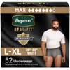 Depend Real Fit Adult Diapers Incontinence Underwear for Men Disposable Maximum Absorbency LargeExtra Large 52 Count 2 P