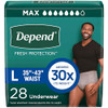 Depend Fresh Protection Adult Diapers Incontinence Underwear for Men Disposable Maximum Large Grey 28 Count Packaging Ma