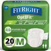 FitRight OptiFit Extra Adult Briefs Incontinence Diapers with Tabs Moderate Absorbency Medium 32 to 44 20 Count