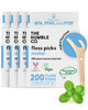 The Humble Co Molar Floss Picks for Teeth 200 Count Mint Angled Dental Flossers with Extended Reach for Molars Back Teet