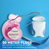 Expandable Floss Treated with Activated Charcoal with Xylitol and Natural Plant Based Wax Fresh Mint Flavor 50 Meter 4 C