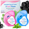 Expandable Dental Floss Treated with Activated Charcoal with Xylitol and Natural Plant Based Wax Mint Flavor PFAS PTFE F