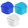 KISEER 3 Pack Colors Denture Bath Case Cup Box Holder Storage Soak Container with Strainer Basket for Travel Cleaning Wh