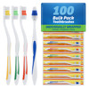 FactorDuty 100 Pack Toothbrush Standard Classic Medium Soft Toothbrush Bulk Individually Wrapped