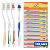 FactorDuty 100 Pack Toothbrush Standard Classic Medium Soft Toothbrush Bulk Individually Wrapped