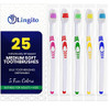 Lingito 25 Bulk Toothbrushes Individually Wrapped Manual Disposable Travel Toothbrush Set for Adults or Kids Made with a