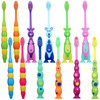Lauwell 12Piece Toddler Toothbrush Pack Kids Toothbrushes with Covers Suction Cup Soft Bristles Animal Design for Sensit
